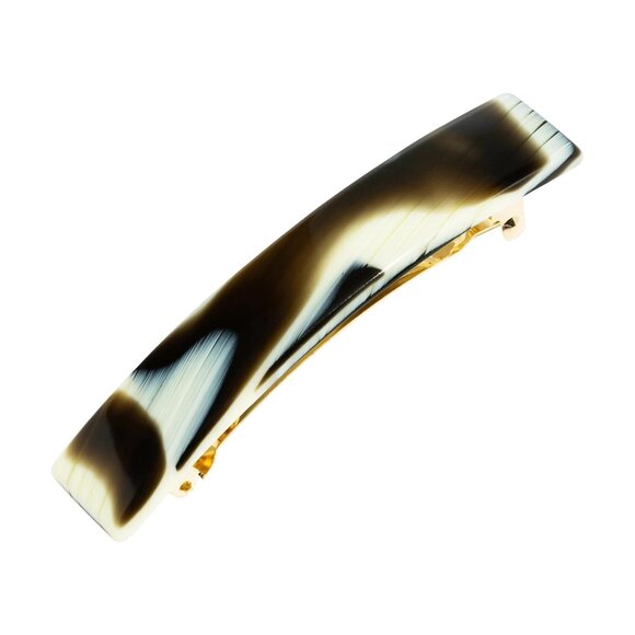 Black & White Hair Barrette for Thin Hair French Classic Rectangular Accessory - Picture 1 of 9